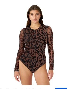 Edited by Hunter Grady Long-Sleeve Brown Animal Print Bodysuit